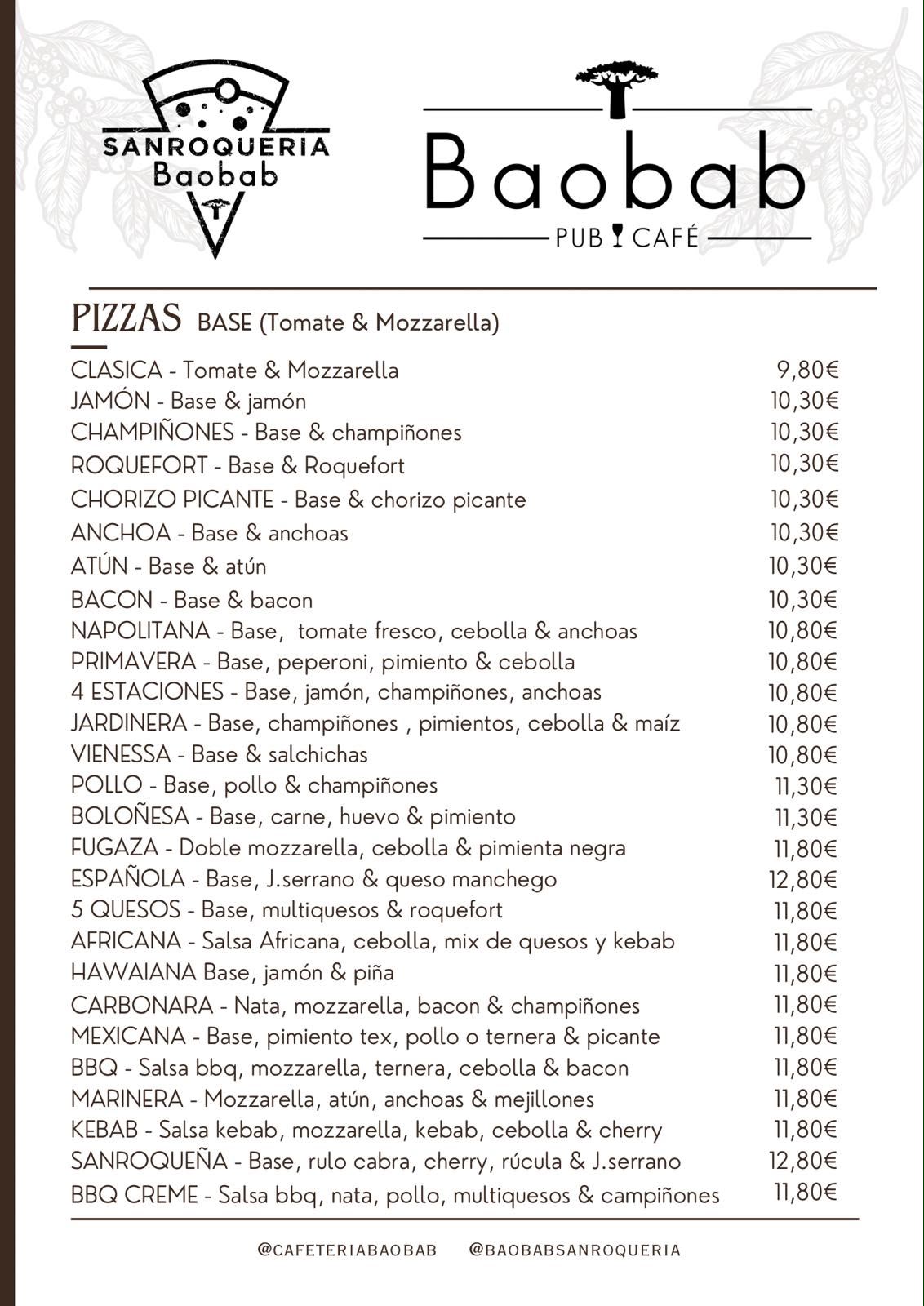 Carta de pizzas